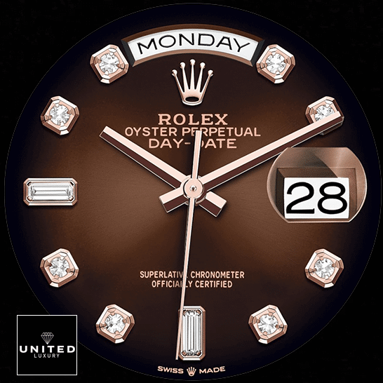 Rolex Day-Date 36 128235-0037 Brown Ombre Diamond Indices Dial