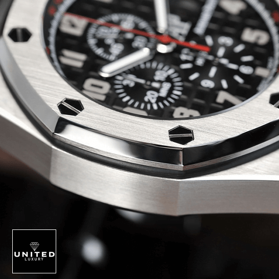 AP Shaquille Replica 2 Audemars Piguet Black Dial Steel Case Replica red second hand