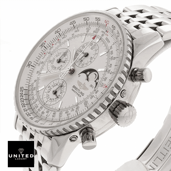 Breitling Navitimer Olympus A19340 Replica 4 Breitling Navitimer Olympus A19340 White Dial Replica crown / push button