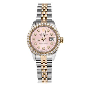 Rolex Datejust Diamond Bezel Watch 26mm Pink Dial