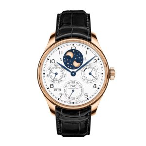 IWC Portugieser Rose Gold men’s automatic mechanical watch in White Replica Watch IW503405